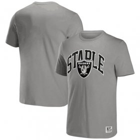 Wholesale Cheap Men\'s Las Vegas Raiders x Staple Gray Logo Lockup T-Shirt