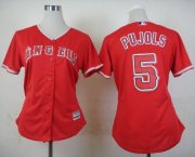 Wholesale Cheap Angels #5 Albert Pujols Red Alternate Women's Stitched MLB Jersey