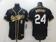 Wholesale Cheap Men's Los Angeles Dodgers #8 #24 Kobe Bryant Black Gold Stitched MLB Flex Base Nike Jersey