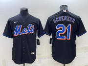 Wholesale Men's New York Mets #21 Max Scherzer Black Stitched MLB Cool Base Nike Jersey