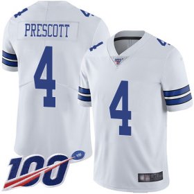 Wholesale Cheap Nike Cowboys #4 Dak Prescott White Youth Stitched NFL 100th Season Vapor Limited Jersey