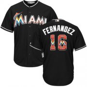 Wholesale Cheap marlins #16 Jose Fernandez Black Team Logo Fashion Stitched MLB Jersey