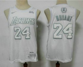 Wholesale Cheap Men\'s Los Angeles Lakers #24 Kobe Bryant White 2020 MVP Nike Swingman Stitched NBA Jersey