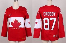 Wholesale Cheap Team Canada #87 Sidney Crosby Red 2014 Women\'s Stitched NHL Jersey