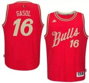 Wholesale Cheap Men's Chicago Bulls #16 Pau Gasol Revolution 30 Swingman 2015 Christmas Day Red Jersey