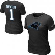 Wholesale Cheap Women's Nike Carolina Panthers #1 Cam Newton Name & Number T-Shirt Black