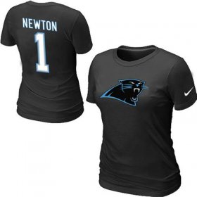 Wholesale Cheap Women\'s Nike Carolina Panthers #1 Cam Newton Name & Number T-Shirt Black