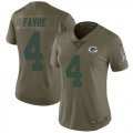 Wholesale Cheap Nike Packers #4 Brett Favre Olive Women's Stitched NFL Limited 2017 Salute to Service Jersey