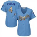 Wholesale Cheap Royals #4 Alex Gordon Light Blue Women's 2015 World Series Champions Gold Program Cool Base Stitched MLB Jersey