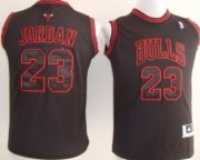 Cheap Chicago Bulls #23 Michael Jordan All Black With Red Kids Jersey