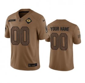 Men\'s Green Bay Packers Active Player Custom Brown 2023 Salute To Service Limited Stitched Jersey