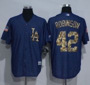 Wholesale Cheap Dodgers #42 Jackie Robinson Denim Blue Salute to Service Stitched MLB Jersey