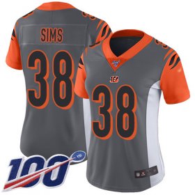 Wholesale Cheap Nike Bengals #38 LeShaun Sims Silver Women\'s Stitched NFL Limited Inverted Legend 100th Season Jersey