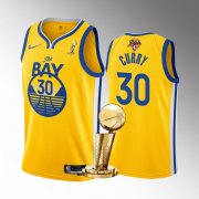 Wholesale Cheap Men's Golden State Warriors #30 Stephen Curry Gold 2022 NBA Finals Champions Stitched Jersey