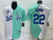 Wholesale Men's Los Angeles Dodgers #22 Bad Bunny White Green 2022 All Star Cool Base Stitched Baseball Jersey1