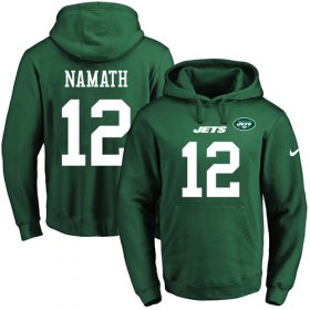 Wholesale Cheap Nike Jets #12 Joe Namath Green Name & Number Pullover NFL Hoodie