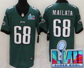 Cheap Men\'s Philadelphia Eagles #68 Jordan Mailata Limited Green Super Bowl LVII Vapor Jersey