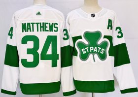 Cheap Men\'s Toronto Maple Leafs #34 Auston Matthews White St Patricks Authentic Jersey