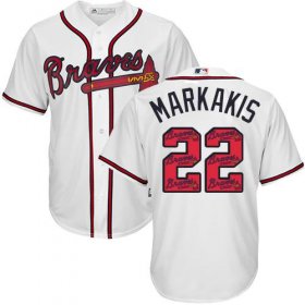 Wholesale Cheap Braves #22 Nick Markakis White Team Logo Fashion Stitched MLB Jersey