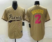 Wholesale Cheap Men's San Diego Padres #2 Xander Bogaerts Number Tan Pinstripe 2023 City Connect Cool Base Stitched Jersey
