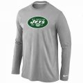 Wholesale Cheap Nike New York Jets Logo Long Sleeve T-Shirt Grey