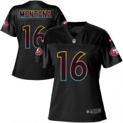 Wholesale Cheap Nike 49ers #16 Joe Montana Black Women's NFL Fashion Game Jersey
