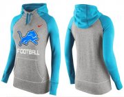 Wholesale Cheap Women's Nike Detroit Lions Performance Hoodie Grey & Light Blue