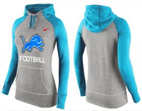 Wholesale Cheap Women\'s Nike Detroit Lions Performance Hoodie Grey & Light Blue