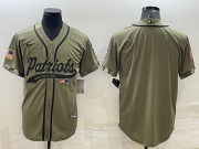 Wholesale Cheap Men's New England Patriots Blank Olive Salute to Service Cool Base Stitched Baseball Jersey