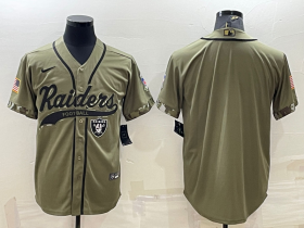 Wholesale Cheap Men\'s Las Vegas Raiders Blank Olive Salute to Service Cool Base Stitched Baseball Jersey