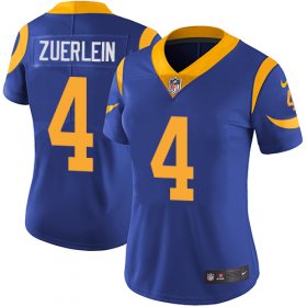 Wholesale Cheap Nike Rams #4 Greg Zuerlein Royal Blue Alternate Women\'s Stitched NFL Vapor Untouchable Limited Jersey