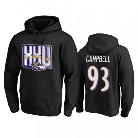 Wholesale Cheap Baltimore Ravens #93 Calais Campbell Men\'s Black Team 25th Season Pullover Hoodie