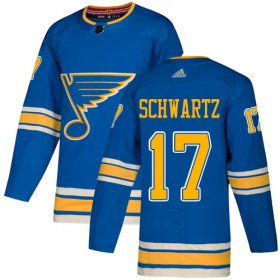 Wholesale Cheap Adidas Blues #17 Jaden Schwartz Blue Alternate Authentic Stitched NHL Jersey