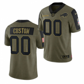 Wholesale Cheap Men\'s Olive Buffalo Bills ACTIVE PLAYER Custom 2021 Salute To Service Limited Stitched Jersey