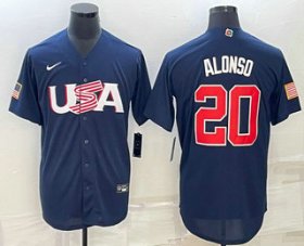 Cheap Men\'s USA Baseball #20 Pete Alonso 2023 Navy World Baseball Classic Stitched Jersey