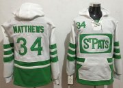 Wholesale Cheap Maple Leafs #34 Auston Matthews White/Green St. Patrick's Day Pullover NHL Hoodie