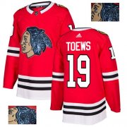 Wholesale Cheap Adidas Blackhawks #19 Jonathan Toews Red Home Authentic Fashion Gold Stitched NHL Jersey