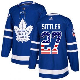 Wholesale Cheap Adidas Maple Leafs #27 Darryl Sittler Blue Home Authentic USA Flag Stitched NHL Jersey