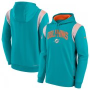 Wholesale Cheap Men's Miami Dolphins Aqua Sideline Stack Performance Pullover Hoodie