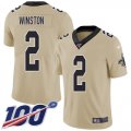 Wholesale Cheap Nike Saints #2 Jameis Winston Gold Men's Stitched NFL Limited Inverted Legend 100th Season Jersey