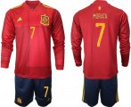 Wholesale Cheap Men 2021 European Cup Spain home Long sleeve 7 soccer jerseys