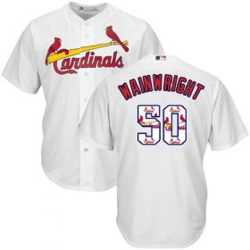 Wholesale Cheap Cardinals #50 Adam Wainwright White Team Logo Fashion Stitched MLB Jersey