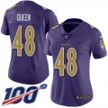 Wholesale Cheap Nike Ravens #48 Patrick Queen Purple Women's Stitched NFL Limited Rush 100th Season Jersey