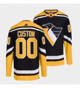 Wholesale Cheap Men's Pittsburgh Penguins Custom Black 2022 Reverse Retro Stitched Jersey