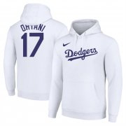 Cheap Los Angeles Dodgers #17 Shohei Ohtani White Name & Number Pullover Hoodie