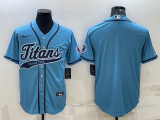 Wholesale Cheap Men's Tennessee Titans Blank Blue With Patch Cool Base Stitched Baseball Jersey
