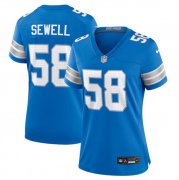 Cheap Women's Detroit Lions #58 Penei Sewell Blue Stitched Jersey(Run Smaller)