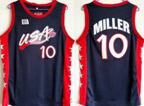 Wholesale Cheap 1996 Olympics Team USA Men\'s #10 Reggie Miller Navy Blue Stitched Basketball Swingman Jersey