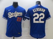 Wholesale Cheap Men Los Angeles Dodgers 22 Kershaw Blue Elite 2021 Nike MLB Jersey