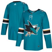 Wholesale Cheap Adidas Sharks Blank Teal Home Authentic Stitched NHL Jersey
